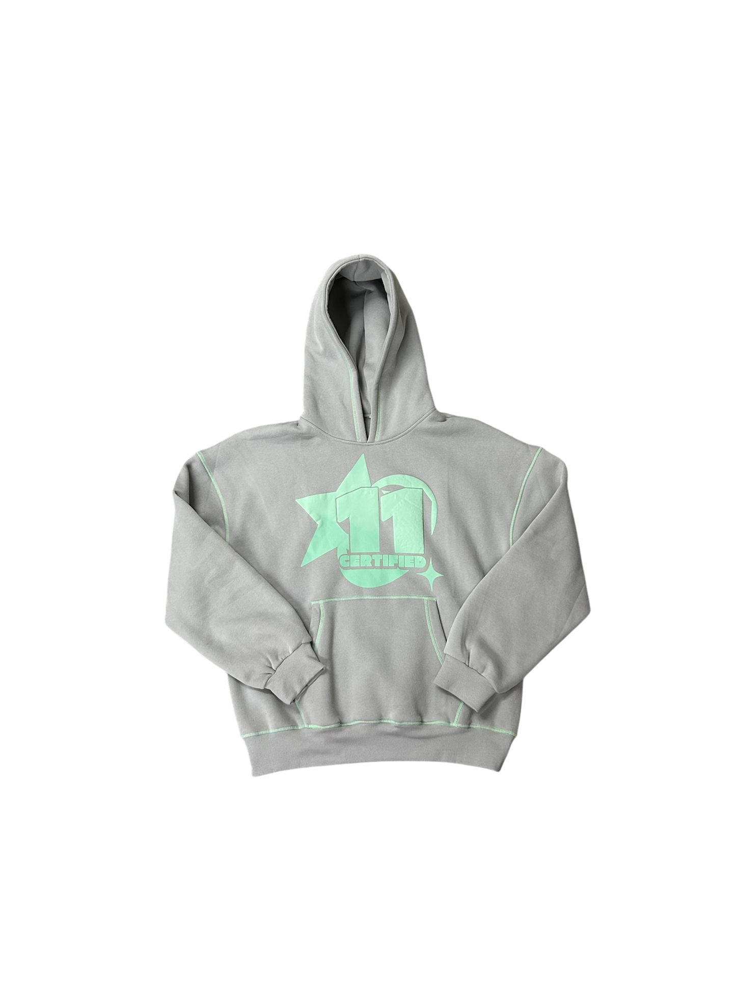 Certified 11 Oversize Hoodie Grey Tiffany Green