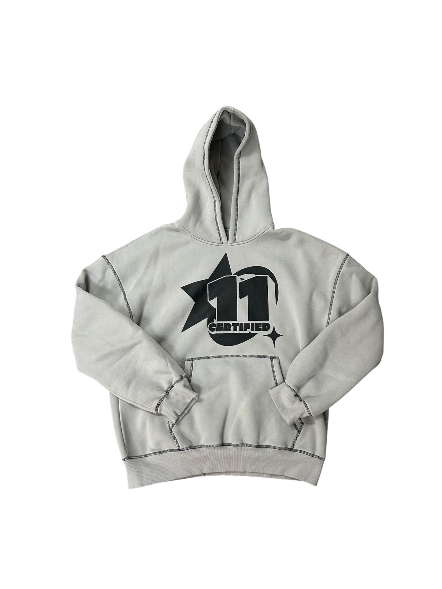 Certified 11 Oversize Grey Black Hoodie